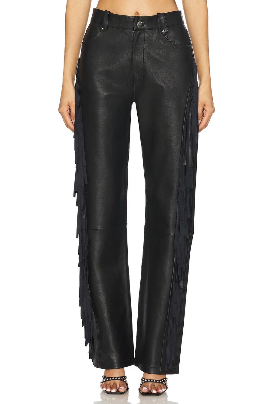 Lamarque Wendy Pants Leather Straight Fringe Western Festival Y2k Streetwear 28